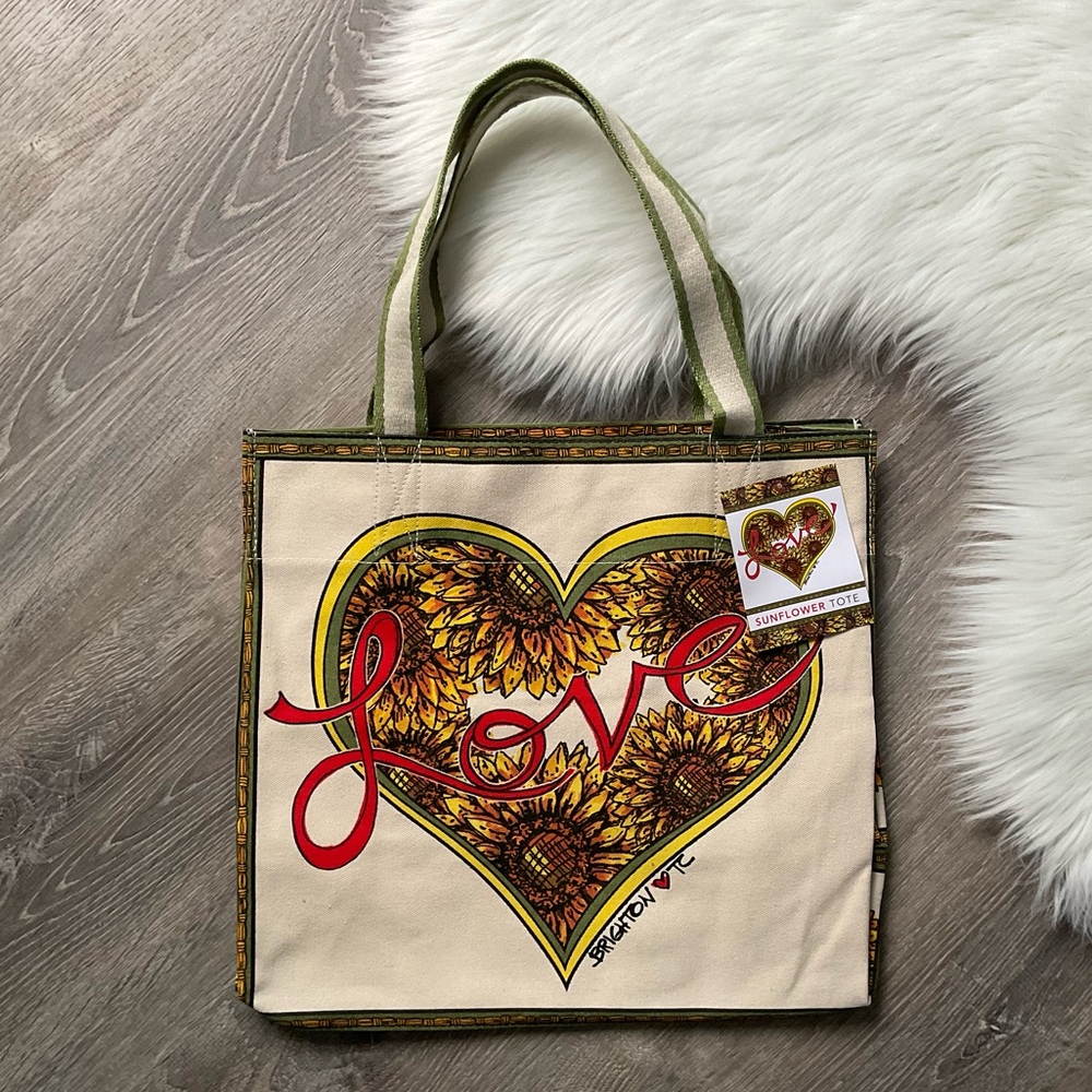 🌻 BRIGHTON “Something Wonderful”Sunflower Canvas Tote